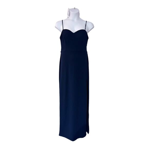 B Darlin sz 15/16 Jersey Knit Navy Evening Gown Cocktail Party Formal Maxi Dress - Picture 2 of 12